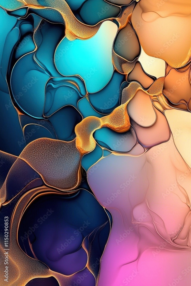 Obraz premium Unique abstract patterns created with rich ink textures.