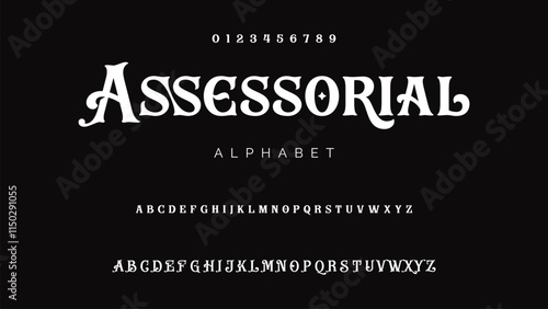 Craft vintage typeface design. Graphic display alphabet. Fantasy type letters. Latin characters, numbers. Vector illustration. Old badge, label, logo template.