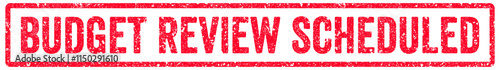 Budget Review Scheduled Stamp Transparent Seal, Red Grunge Budget Review Scheduled Word Rubber Stamp Seal
