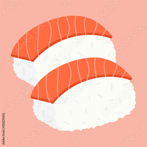 Asian cuisine including sushi, dumplings, and seafood dishes. Flat vector Illustration