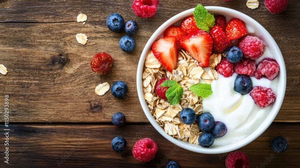 Bowl of yogurt and fruit muesli Bowl of yogurt and fruit muesli