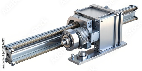 High-precision industrial machine component with linear actuator and gear system