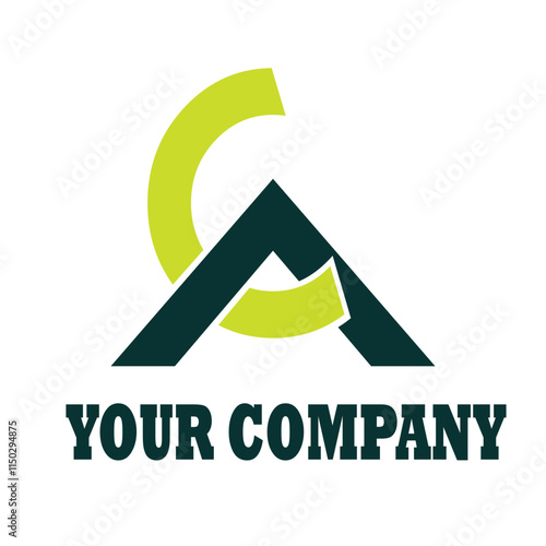 vector illustration of company logo with letters c and a in light green and dark blue
