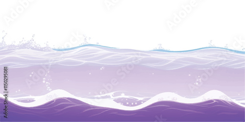 "Abstract Ocean Movement: Purple & White Watercolor Waves: Soft, flowing ocean waves in abstract purple and white watercolor tones, perfect for serene, ocean-themed background designs and digital art.