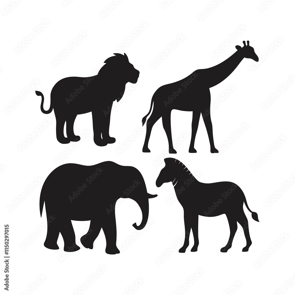 Naklejka premium Premium Animal Silhouette Vector Pack | Wildlife and Pet Collection 