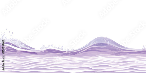 "Abstract Ocean Movement: Purple & White Watercolor Waves: Soft, flowing ocean waves in abstract purple and white watercolor tones, perfect for serene, ocean-themed background designs and digital art.