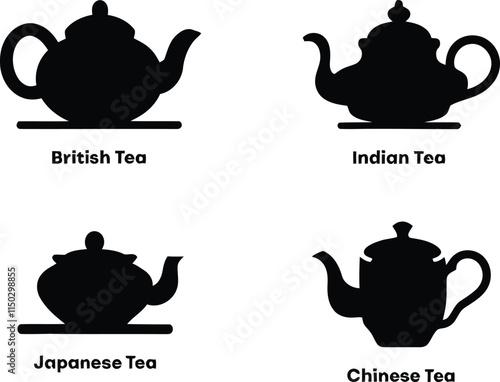 Teapot silhouette vector isolated on white background.
