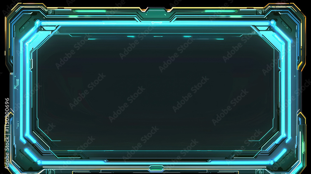 Obraz premium Futuristic glowing frame with neon circuit board patterns