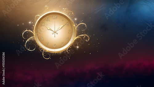 Wallpaper Mural Stylish clock with golden accents and sparkling background in gradient colors Torontodigital.ca