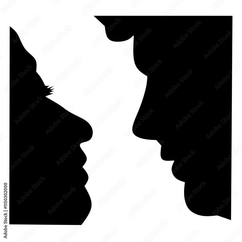 Silhouette of couple lovers. Isolated on white background Silhouette of couple lovers. Isolated on white background