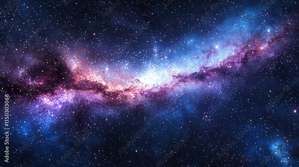 Fototapeta premium Vibrant nebula in deep space showcasing colorful gas and stars in the universe