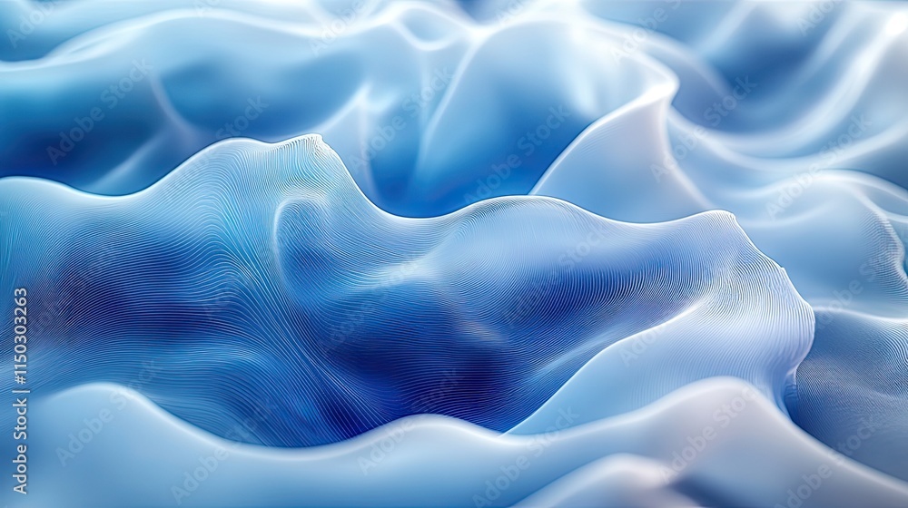 Obraz premium A 3D abstract background with blue waves creates a digital backdrop for wallpaper, web design, or technology