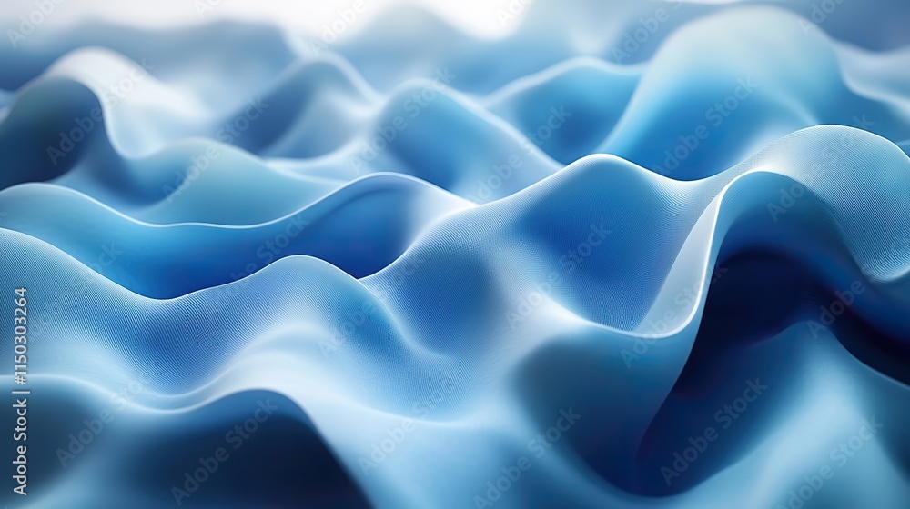 A 3D abstract background with blue waves creates a digital backdrop for wallpaper, web design, or technology A 3D abstract background with blue waves creates a digital backdrop for wallpaper, web design, or technology