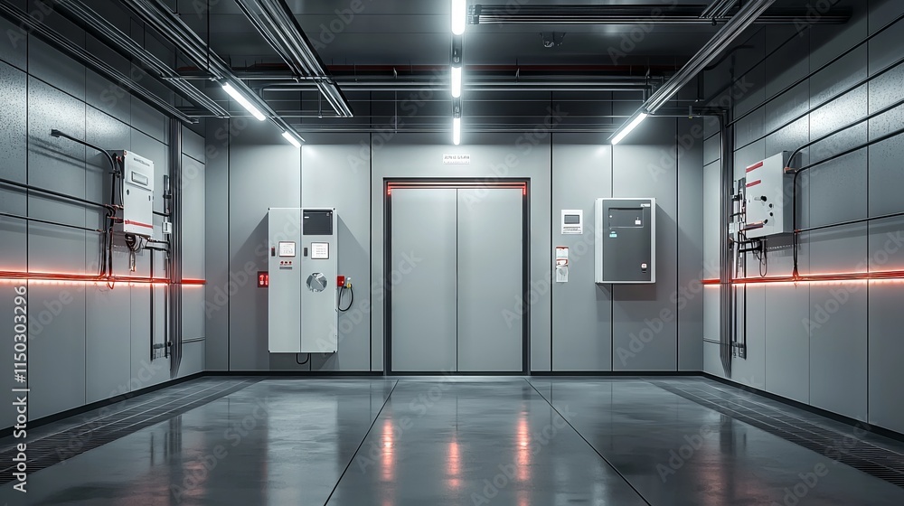 Modern Industrial Elevator Room with Clean Lines