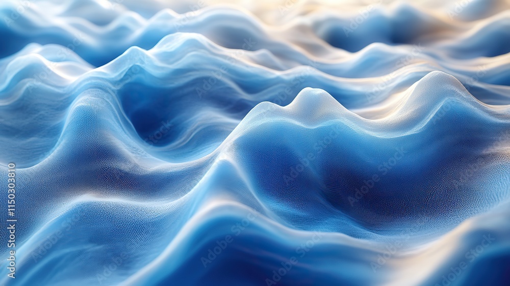 Fototapeta premium A 3D render of artistic waves forms an abstract pattern and texture, creating a geometric art illustration suitable for a futuristic digital background or wallpaper