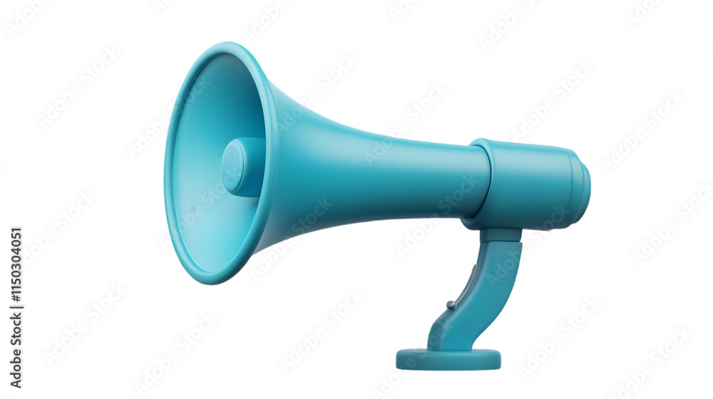 3D blue megaphone with sleek design and clean accents, ideal for announcements or promotions Isolated on transparent background 3D blue megaphone with sleek design and clean accents, ideal for announcements or promotions Isolated on transparent background