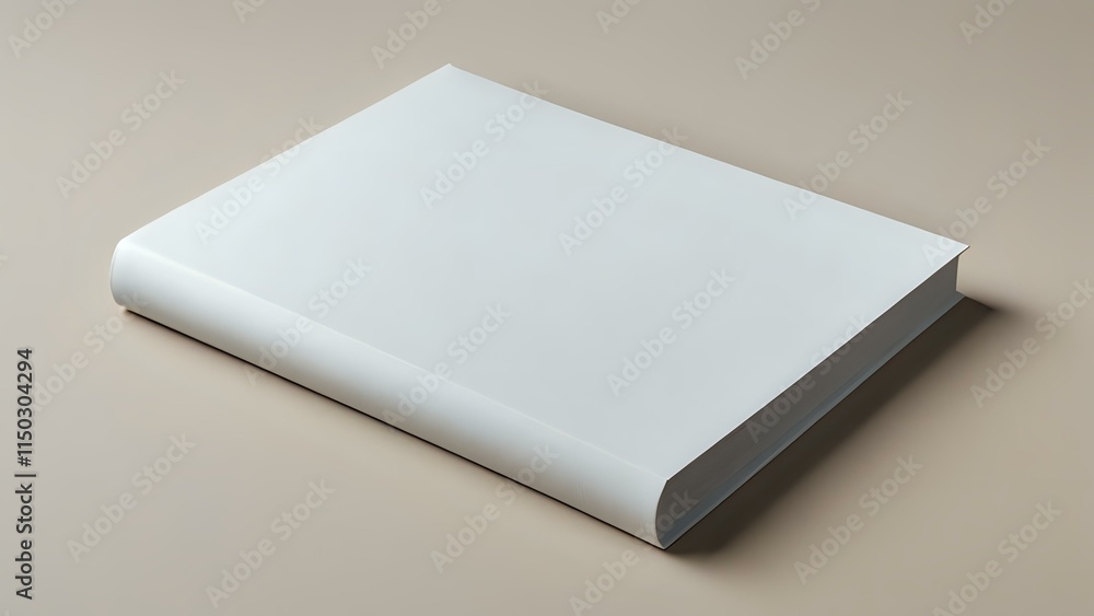Blank white book cover positioned against a clean neutral background for versatile design options Blank white book cover positioned against a clean neutral background for versatile design options