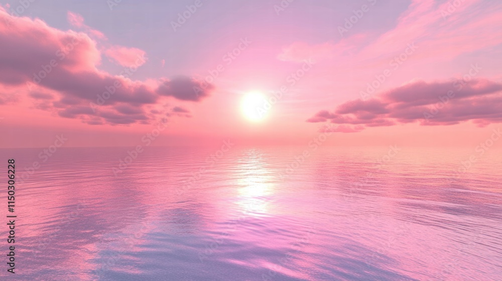 Obraz premium Tranquil coastal sunset serene reflections over the ocean for contemplation