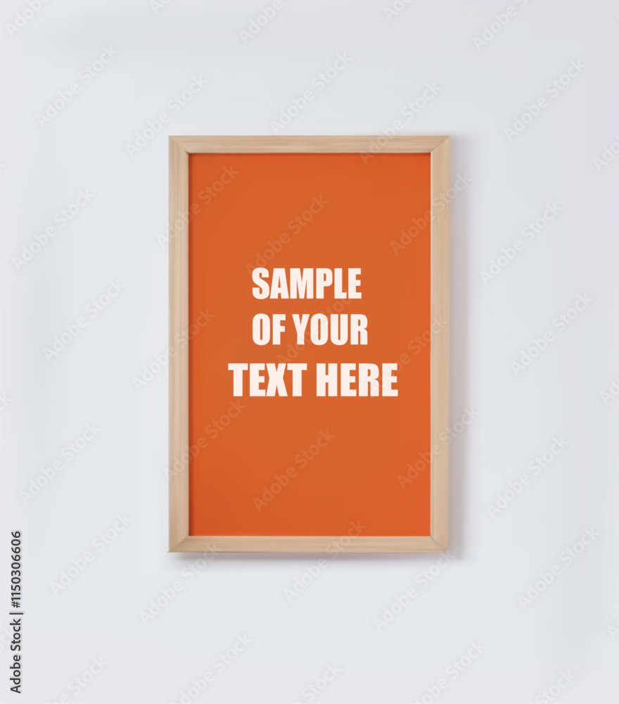 Vector illustration. Empty wooden frame near a white wall. Minimalist concept of home decor. Vector illustration. Empty wooden frame near a white wall. Minimalist concept of home decor.