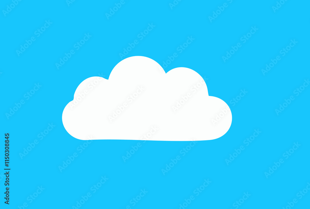 Simple White Cloud with Smooth Edges on Bright Blue Background Illustration Simple White Cloud with Smooth Edges on Bright Blue Background Illustration