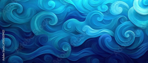 Creating abstract wave patterns a digital art studio's blue and turquoise collection