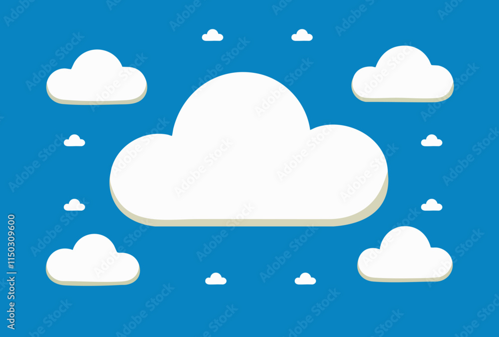 Illustrated Serene White Clouds Gently Floating Across a Clear Blue Sky Illustrated Serene White Clouds Gently Floating Across a Clear Blue Sky