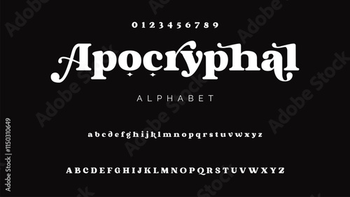 Luxury wedding alphabet logo font with tails. Typography elegant classic serif fonts and number decorative vintage retro logos branding. vector illustration