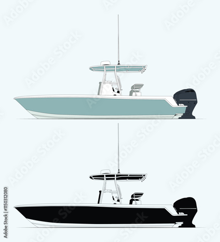 Side view illustration of a fishing boat