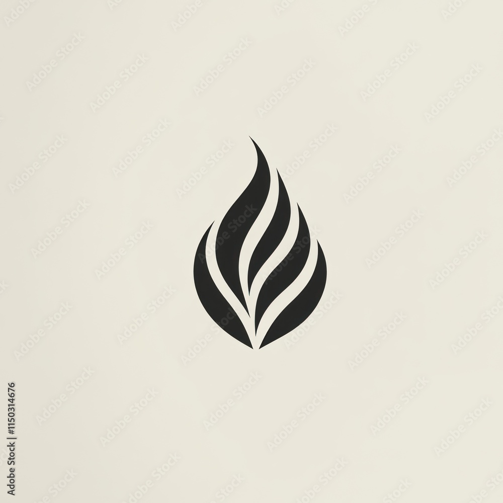 Abstract Black Flame Design on Beige Background Abstract Black Flame Design on Beige Background