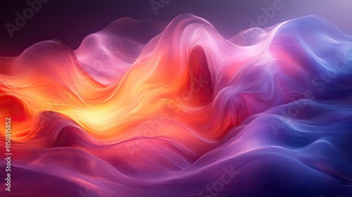 Wallpaper Mural A flowing 3D wallpaper with colorful curves and waves represents fluid art, textile design, and a creative background with purple gradients Torontodigital.ca