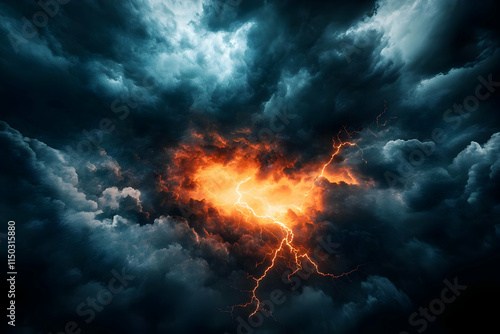 Wallpaper Mural Fiery Storm Clouds Abstract Background Torontodigital.ca