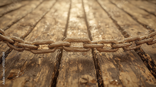 Rusty Chain on Weathered Wo...