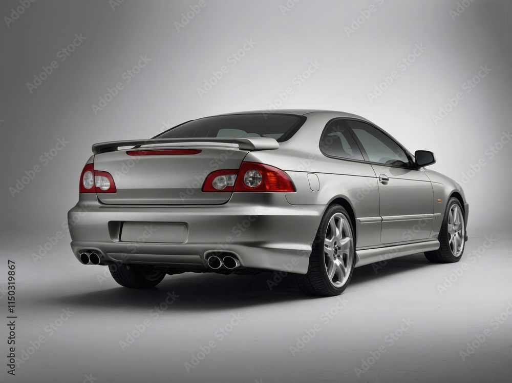 A coupe captured at a 45-degree rear angle A coupe captured at a 45-degree rear angle