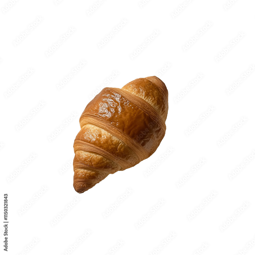 Golden Buttery Croissant: Flaky French Pastry Isolated On A White Background Golden Buttery Croissant: Flaky French Pastry Isolated On A White Background