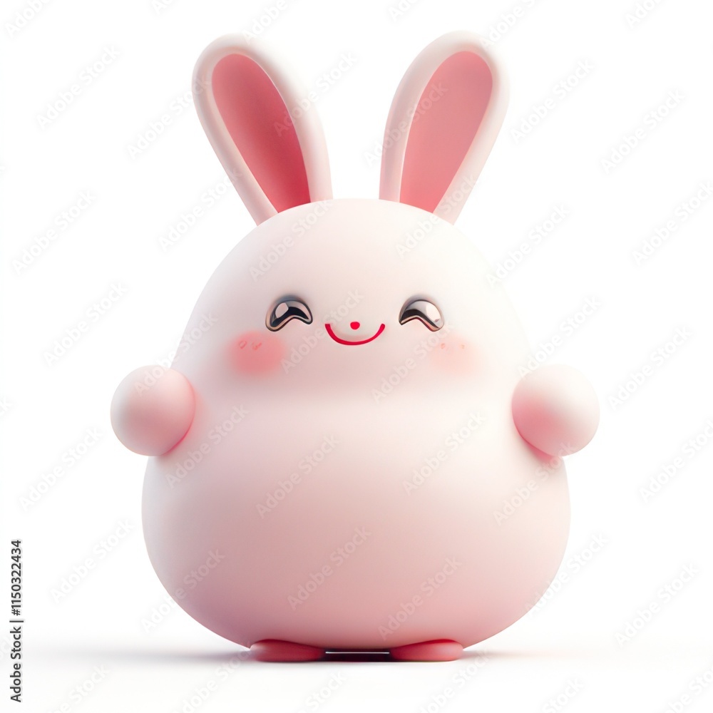 Fototapeta premium A cute pink rabbit figure with large ears and a cheerful expression.