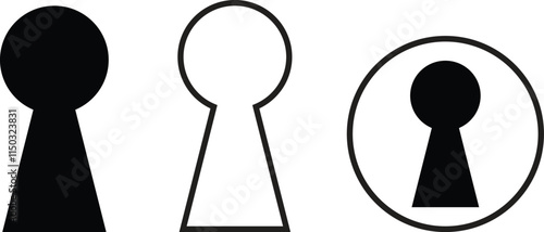 Keyhole icon graphic. Simple Black Keyhole Icon Against White Background.