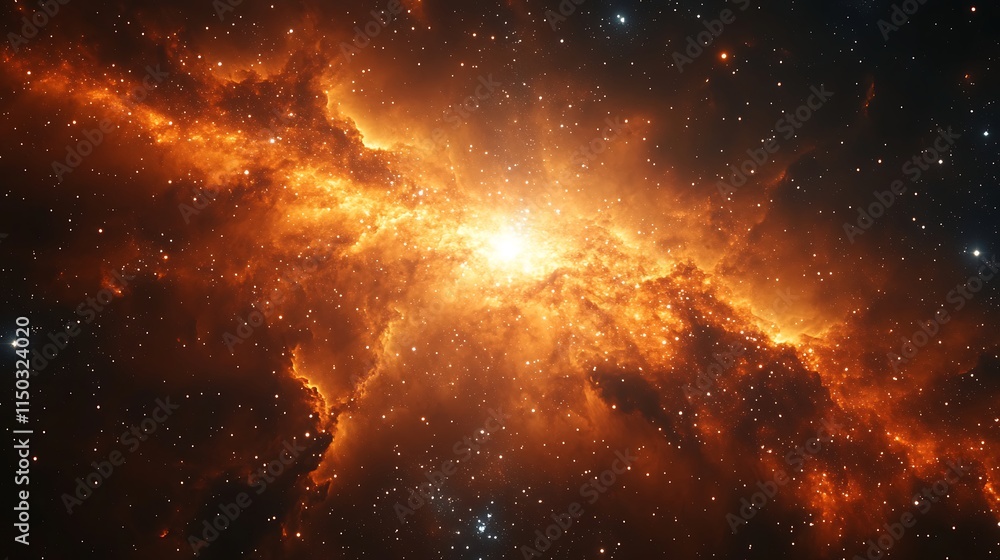 Fototapeta premium Awe inspiring spiral galaxy illuminated by vivid stars and swirling cosmic structures image