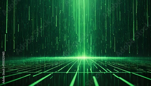 A cutting-edge cyber backdrop featuring abstract green digital rain and matrix code elements. This visual is excellent for themes related to technology and data.
