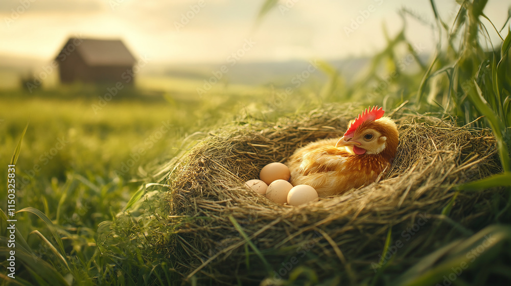 Chickens on the nest, Laying hens Chickens on the nest, Laying hens