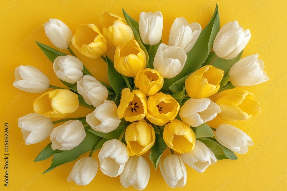 Fototapeta premium Beautiful Arrangement of Yellow and White Tulips