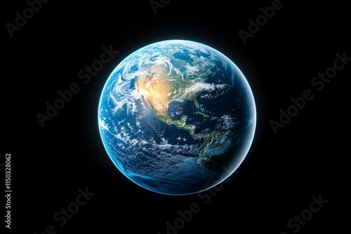 Wallpaper Mural A close-up of Earth as seen from space, showcasing vivid continents, deep blue oceans, and glowing city lights on the dark side Torontodigital.ca