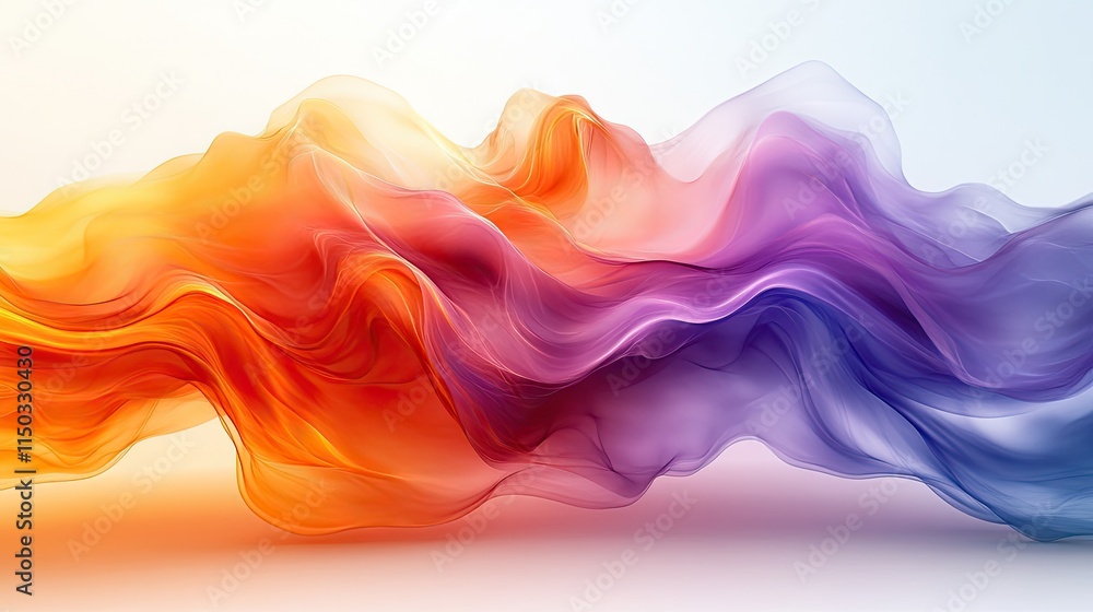 Fototapeta premium A wave illustration with colorful lines and curves represents creative art, flow patterns, and abstract designs with satin swirls