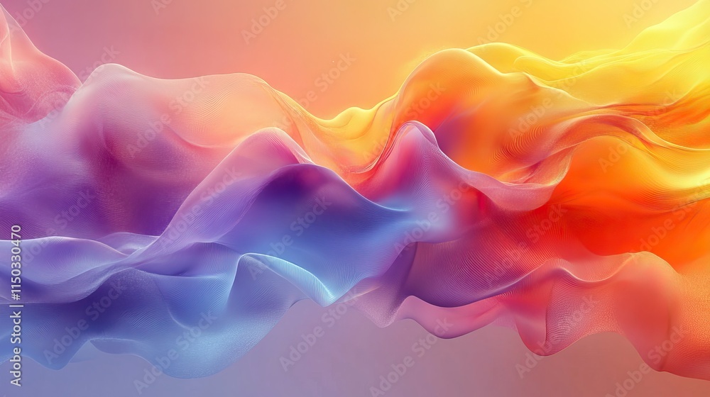 Fototapeta premium A wave illustration with colorful lines and curves represents creative art, flow patterns, and abstract designs with satin swirls