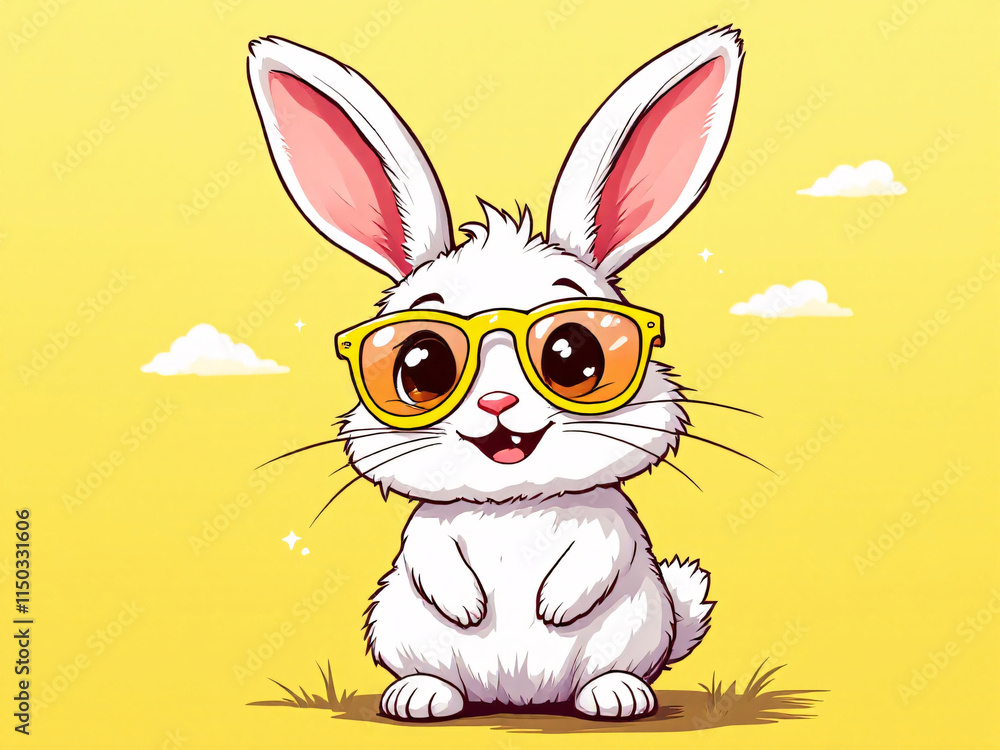 Obraz premium Bunny with yellow sunglasses
