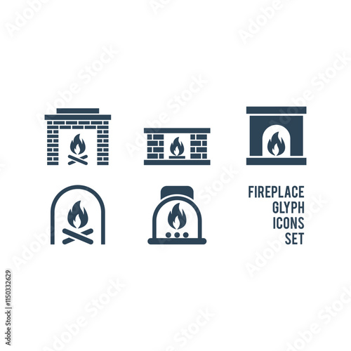 Fireplace icons set vector logo template design illustration.