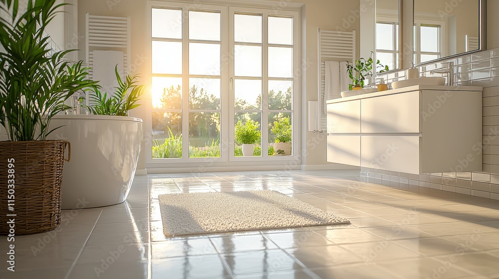 Fototapeta premium Bright and Modern Bathroom with Natural Light