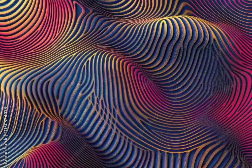 Fototapeta premium Abstract minimalistic curved patterns in vibrant colors for creative design projects
