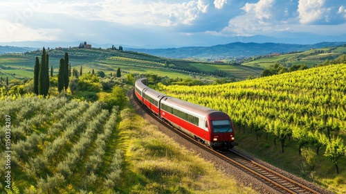 Scenic Train Journey Through Tuscany's Rolling Hills and Vineyards