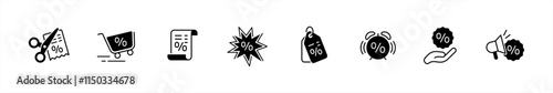 Special offer icons set. Discount symbol. Price tag signs. coupon, special promo, promotion, fast offer, sale product, sell, sticker, badge, shopping tag, cart, pricing  vector illustration