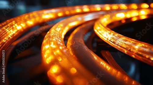 Bright orange LED light strips in motion.